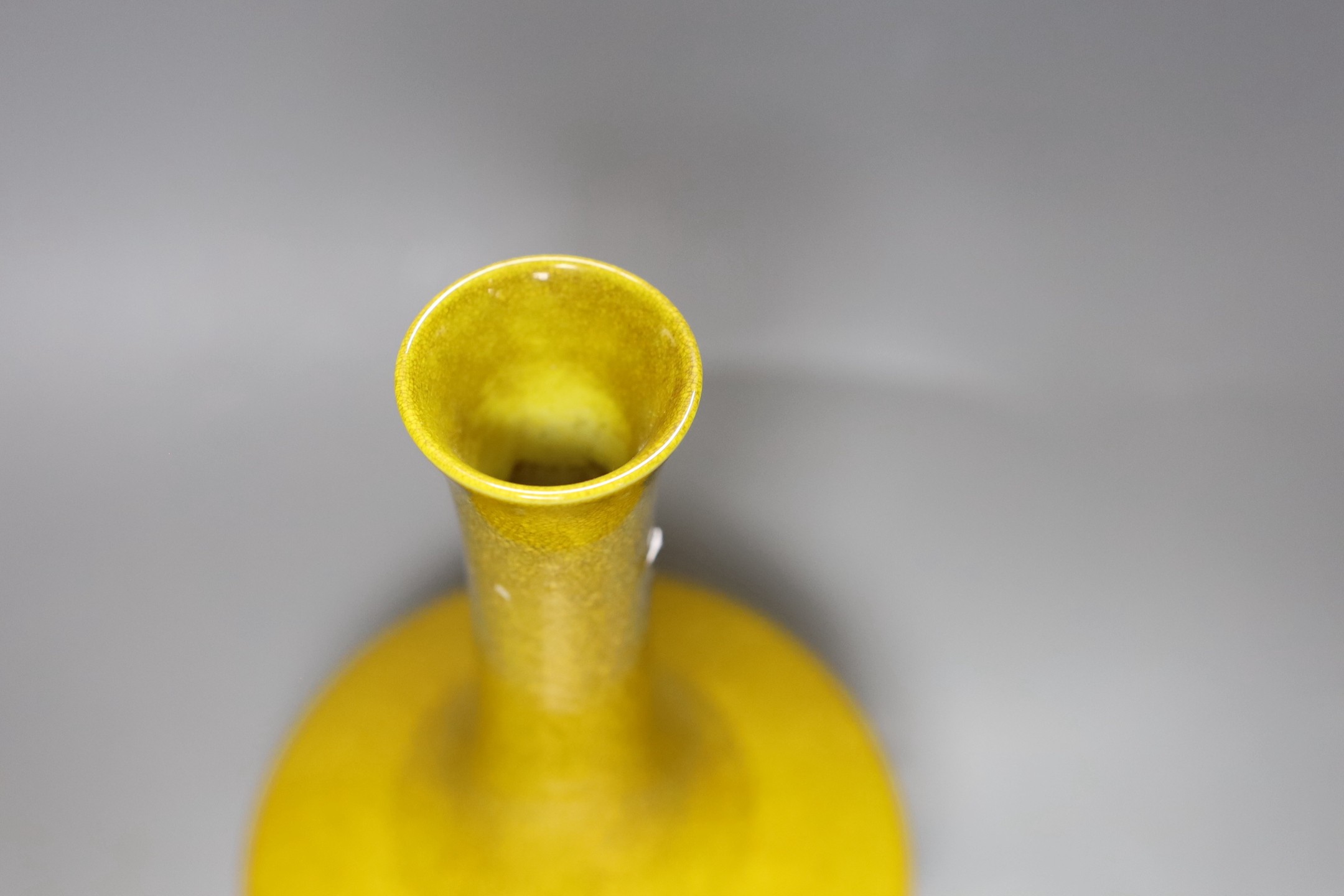 A Chinese yellow crackle glaze bottle vase, 26cm